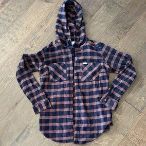 Columbia Navy and Pink Plaid Hoodie